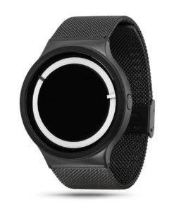 ZIIIRO Eclipse Steel Black White Watch (diagonal view)