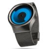ZIIIRO Mercury (Gunmetal & Ocean Blue) Stainless Steel Watch - diagonal view
