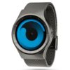 ZIIIRO Mercury (Gunmetal & Ocean Blue) Stainless Steel Watch - diagonal view