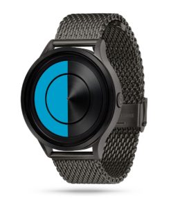 ZIIIRO Lunar (Gunmetal & Ocean Blue) Stainless Steel Watch - diagonal view