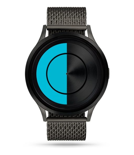 ZIIIRO Lunar (Gunmetal & Ocean Blue) Stainless Steel Watch - front view